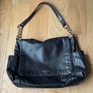 Kate Spade New York Black Leather Shoulder Bag with Chain